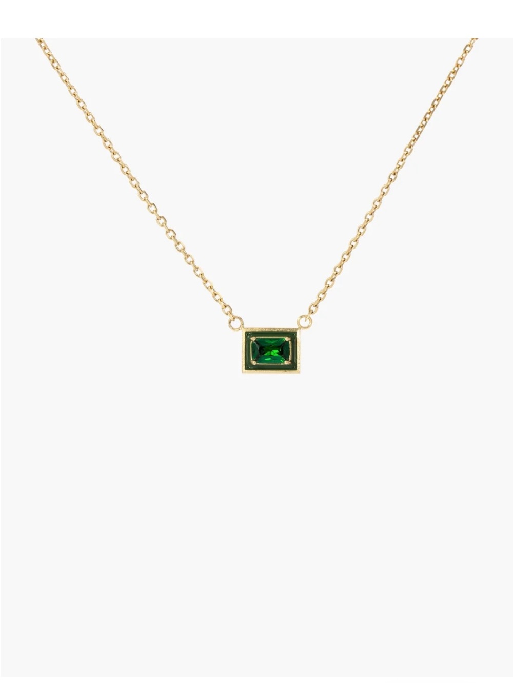 Hey Harper Allie Necklace - Gold Chain with Emerald Green Rectangular Gem
